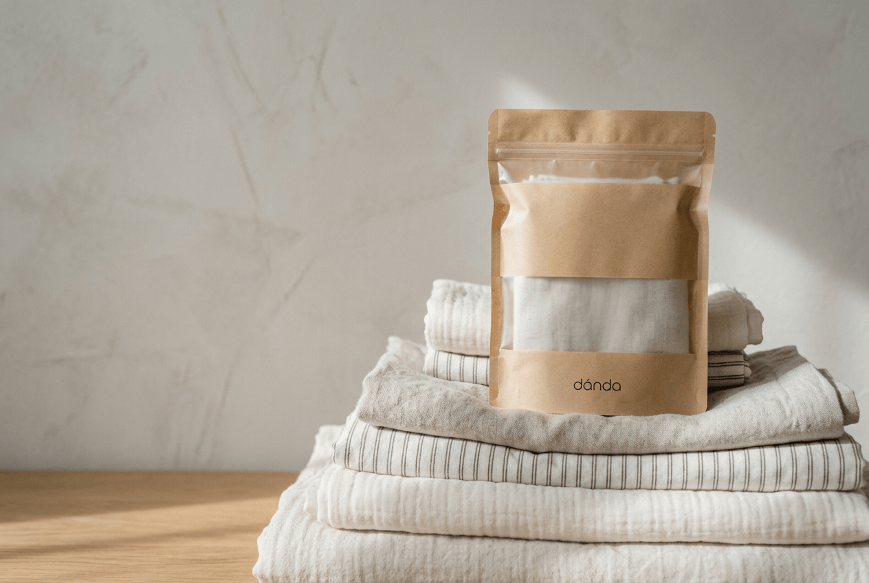 Soft cotton textiles with a gentle, washed finish.